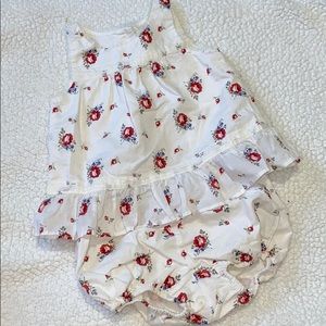 Baby Gap floral, open back , two piece romper